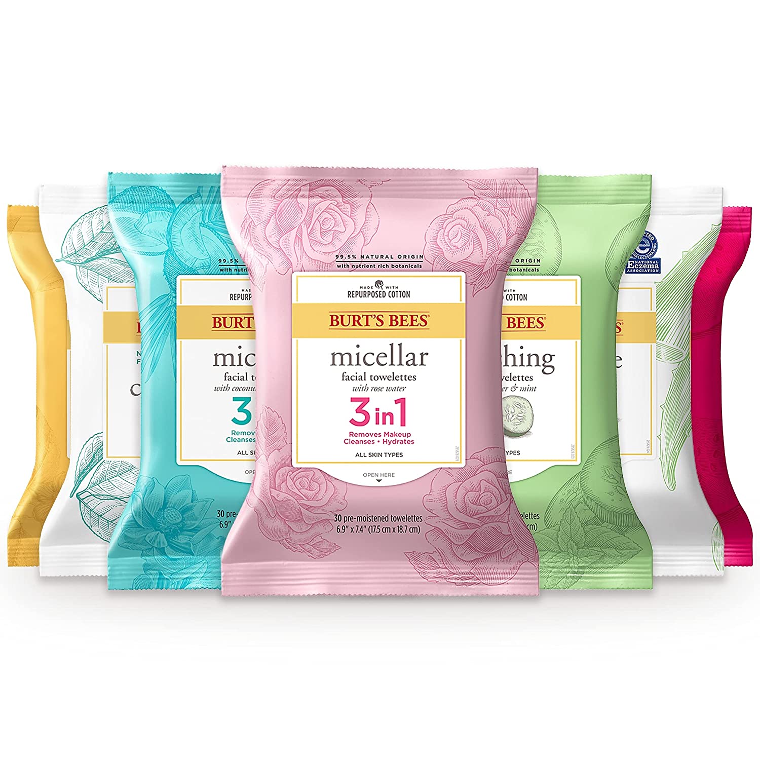 Burt's Bees Face Wipes Easter Basket Stuffers, Makeup Remover Facial Cleansing Towelettes for Sensitive Skin, Hydrating with Cucumber and Mint, 30 Count (Pack of 3) - Image 11